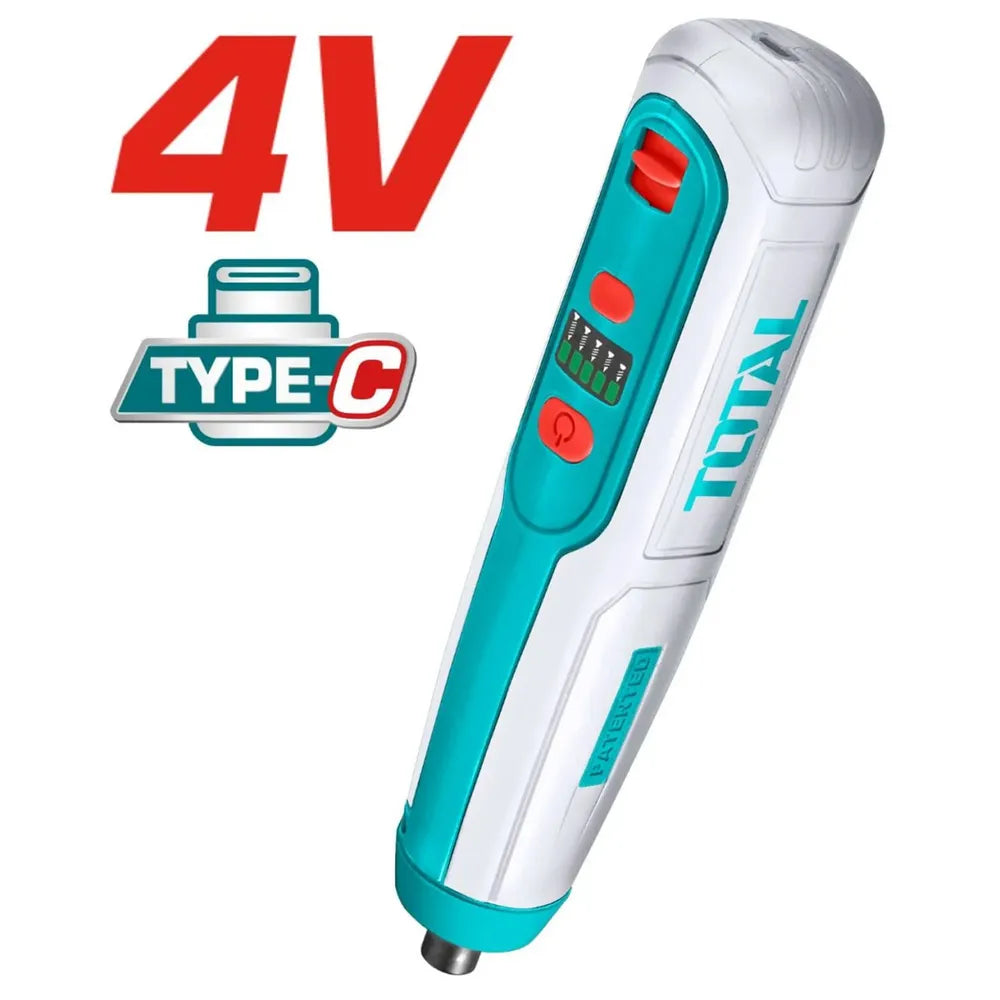 Destornillador Inalámbrico Recargable 4V TOTAL | Set Profesional 43 Piezas S1826