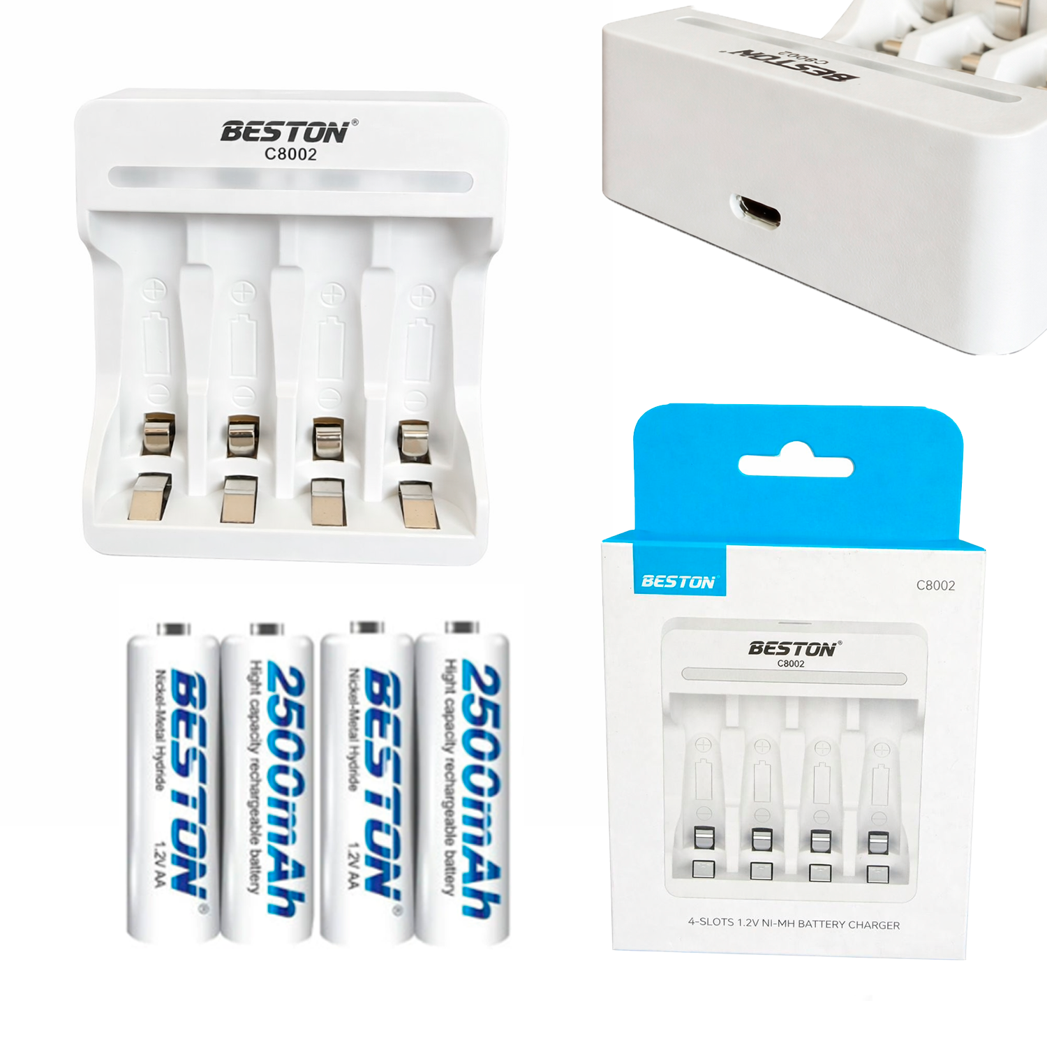 Kit Cargador Inteligente de Pilas +4 AA Ni-MH 4 puestos s2020