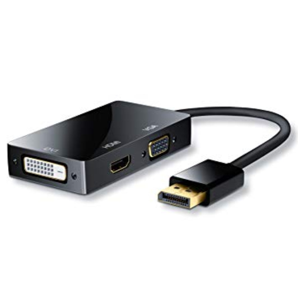 Convertidor 3 en 1 Displayport a HDMI VGA DVI Negro S0254