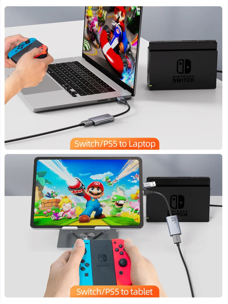Capturadora de Video HDMI a USB / USB-C 3.0 CABLETIME 4K 30Hz Input 1080p 60Hz Switch OBS s2265