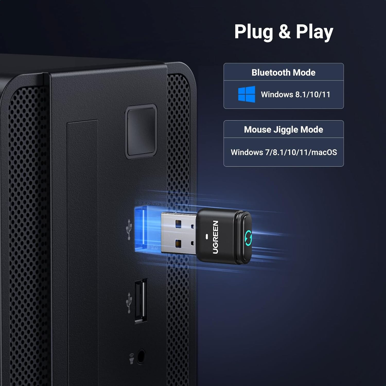 Adaptador Bluetooth UGREEN 5.3 USB Dongle Multifunción para PC y Laptop S2063