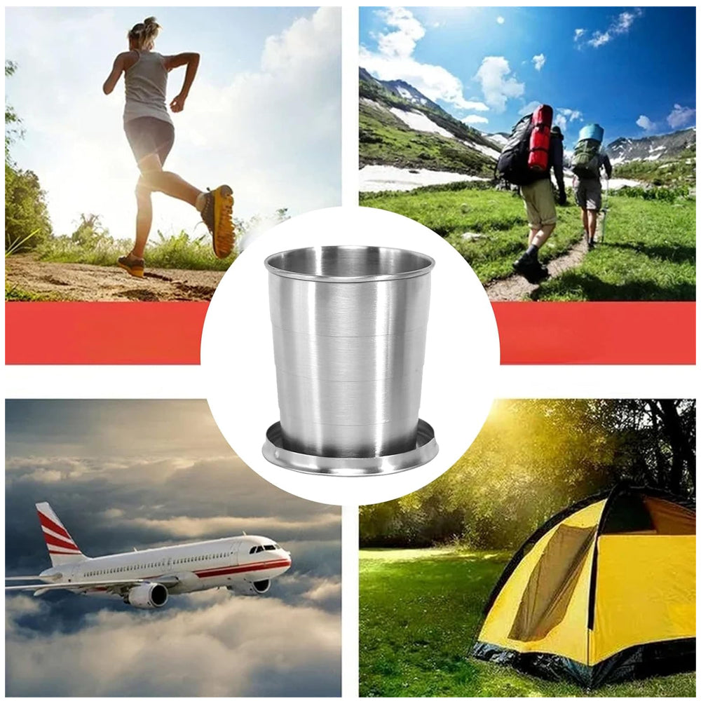 Taza Plegable de Acero Inoxidable Portátil para Camping y Exteriores (8.5 oz) 250ml S2160