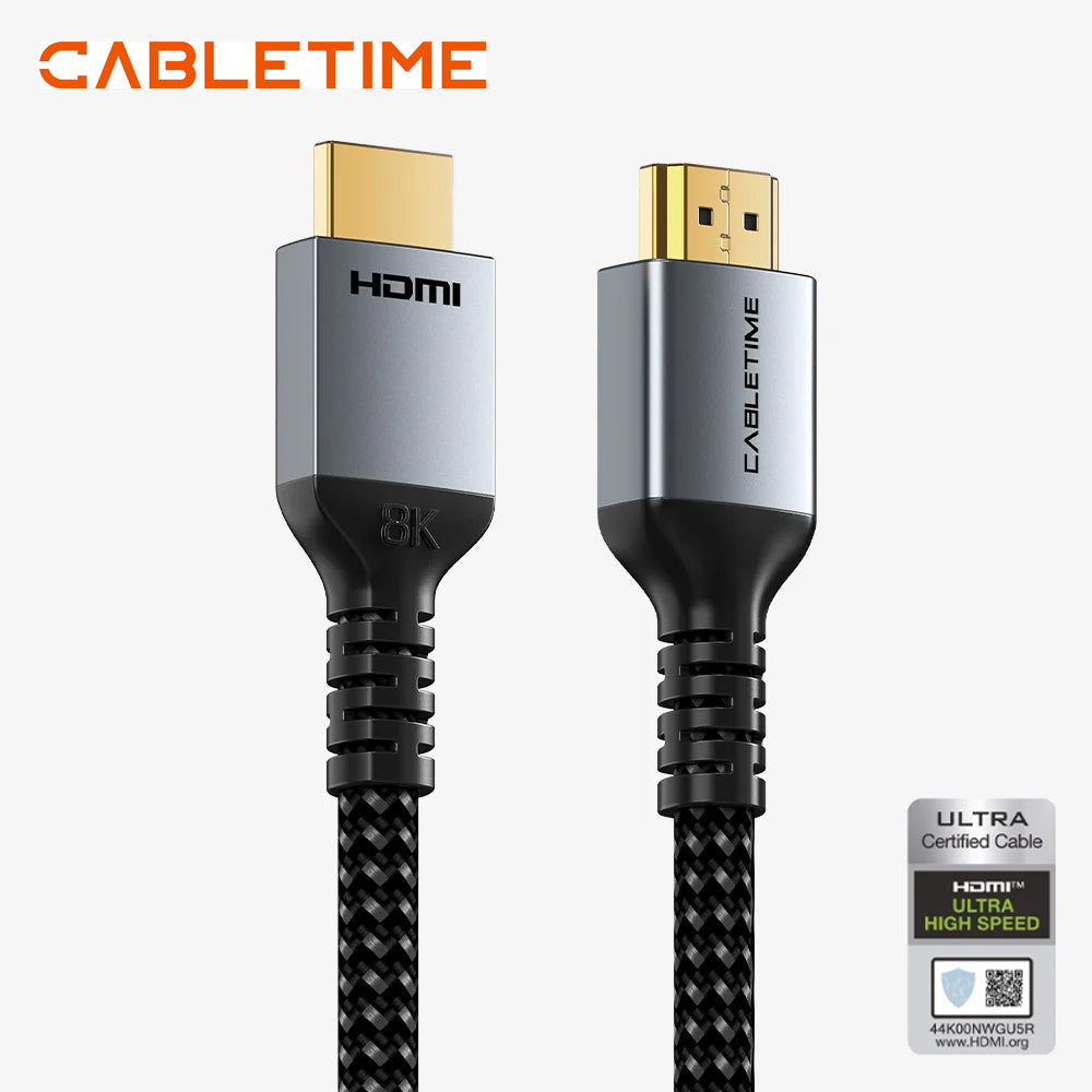 Cable HDMI 2.1 Ultra High Speed 8K 60Hz 4K 120Hz CABLETIME 48Gbps eARC 10 Metros Nylon Trenzado CH11S S2333