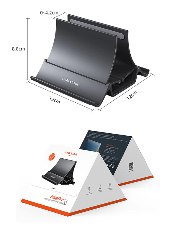Soporte Vertical Ajustable para Laptop con Sistema de Gravedad y Auto-Cierre CABLETIME S0924