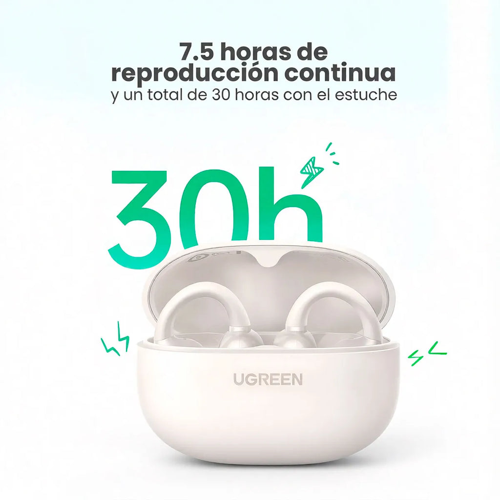 Audífonos Inalámbricos Open-Ear Ugreen HiTune S3 WS209 Bluetooth 5.4 IPX5 Batería 30H Blanco S2219