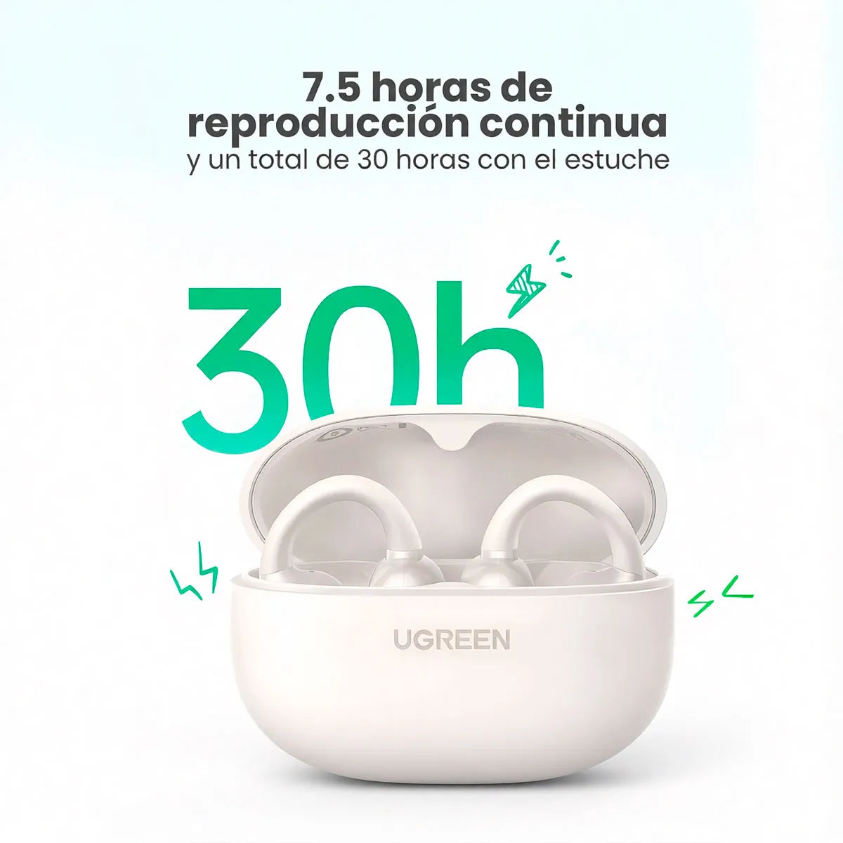 Audífonos Inalámbricos Open-Ear Ugreen HiTune S3 WS209 Bluetooth 5.4 IPX5 Batería 30H Blanco S2219