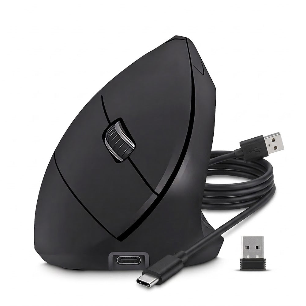 Mouse Vertical Inalámbrico Cybertel Vertikal Recargable USB-C RGB Click Silencioso 1600DPI CYB M503RX s2246