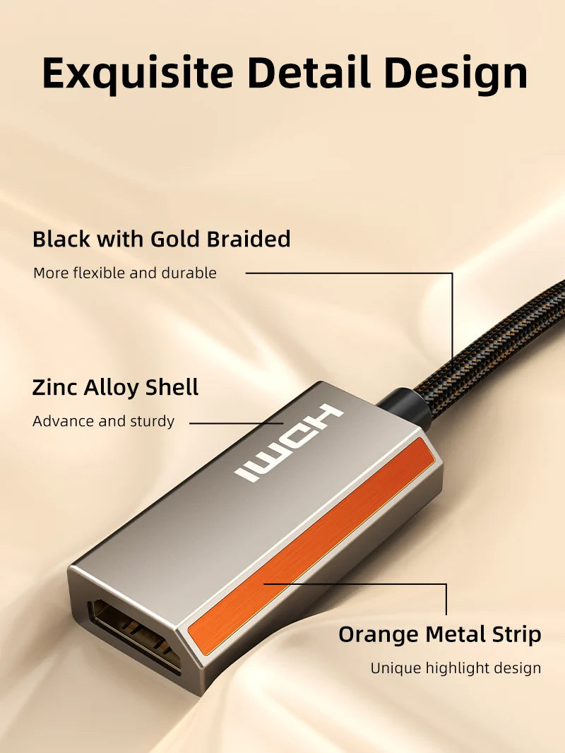 Adaptador USB-C a HDMI 2.1 8K 60Hz 4K 120Hz Chip VMM7100 HDR10 VRR ALLM HDCP 2.3 Aleación Zinc s2270