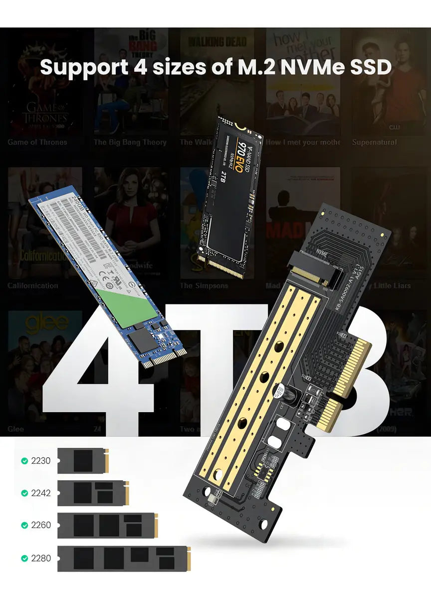 Adaptador Tarjeta PCIe 3.0 x4 a M.2 NVMe SSD UGREEN (32 Gbps) s2104