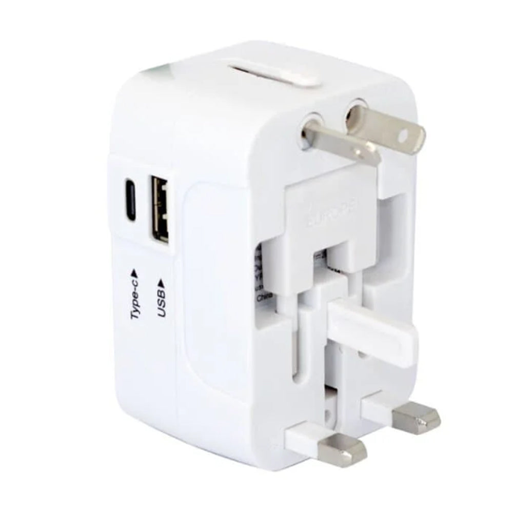 Adaptador Internacional Enchufe Universal Viajero 110v 220v + 1 USB + 1 tipo C S2011