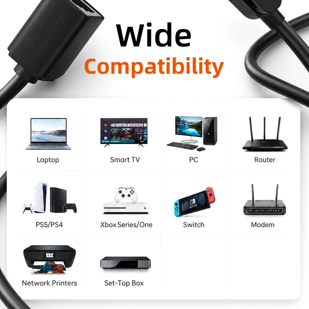 Cable Extensión Ethernet Cat6 RJ45 Macho a Hembra CABLETIME 5 Metros Gigabit 1000Mbps 250MHz Blindaje FTP Conductor 26AWG S2348