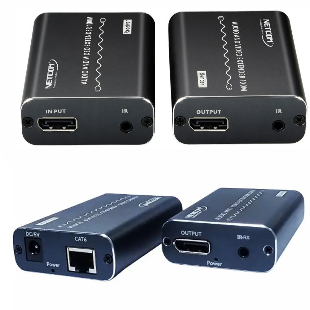 Extender DisplayPort 4K a 100 Metros NETCOM VIA UTP RJ45 Audio y Video PE-ED0100 S2150