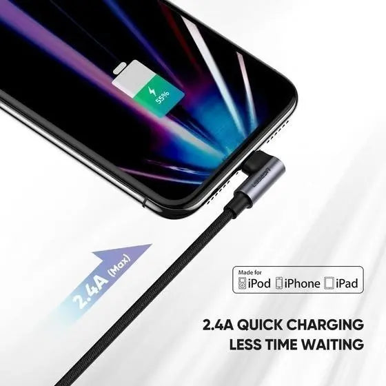 Cable UGREEN USB-A a Lightning 90° Certificado MFi (1 Metro) s2106