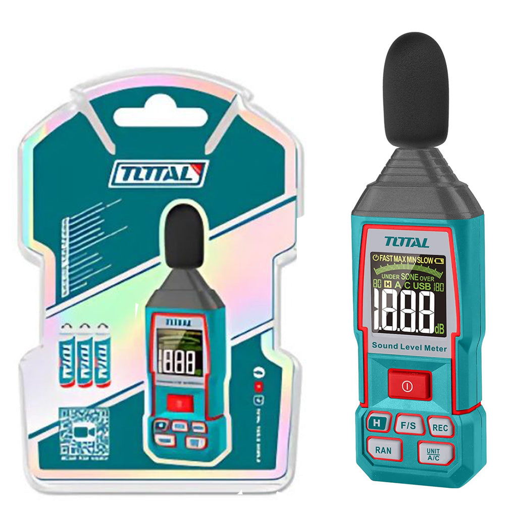 Sonómetro Digital TOTAL 30-130dB Decibelímetro Medidor de Ruido Industrial Pantalla LCD TETSL031 S2304