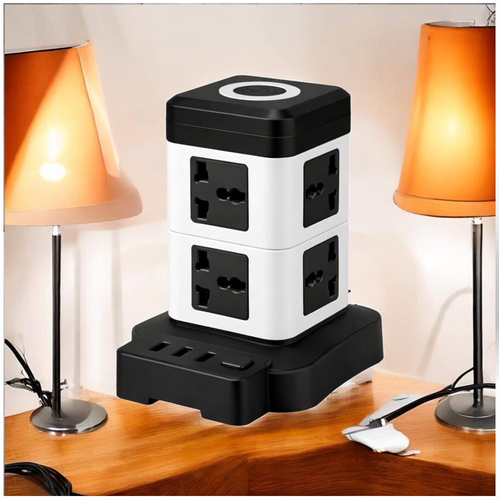 Extensión Torre Multicontacto de 8 Enchufes y 3 Puertos USB 2500W S2072