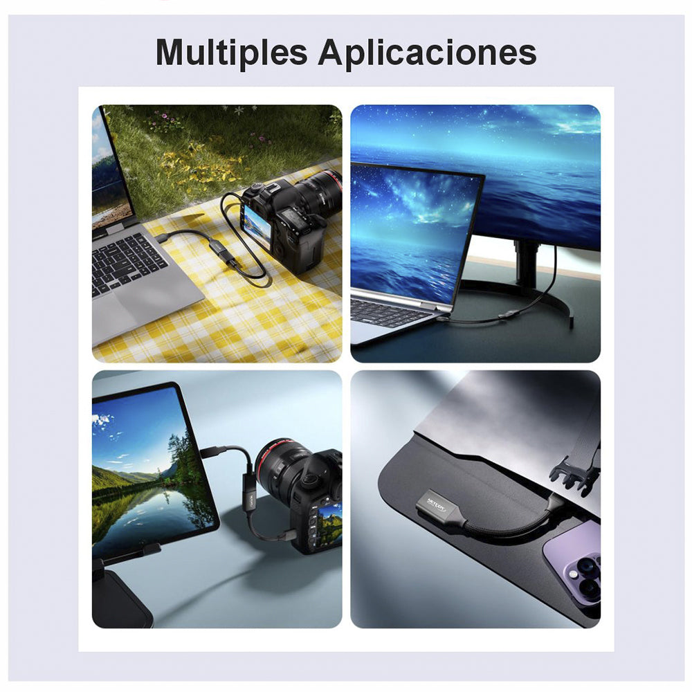 Cable adaptador convertidor Micro HDMI a HDMI Hembra 8K 60Hz NETCOM 4K 120Hz Alta Velocidad 48Gbps S2059