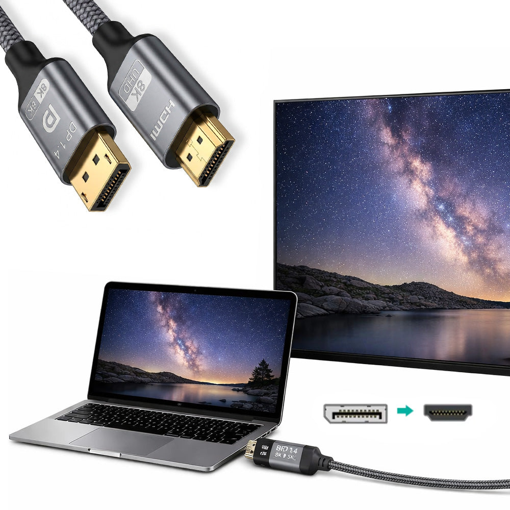 Cable Convertidor DisplayPort a HDMI 8K Ultra HD Trenzado 2 Metros s2086