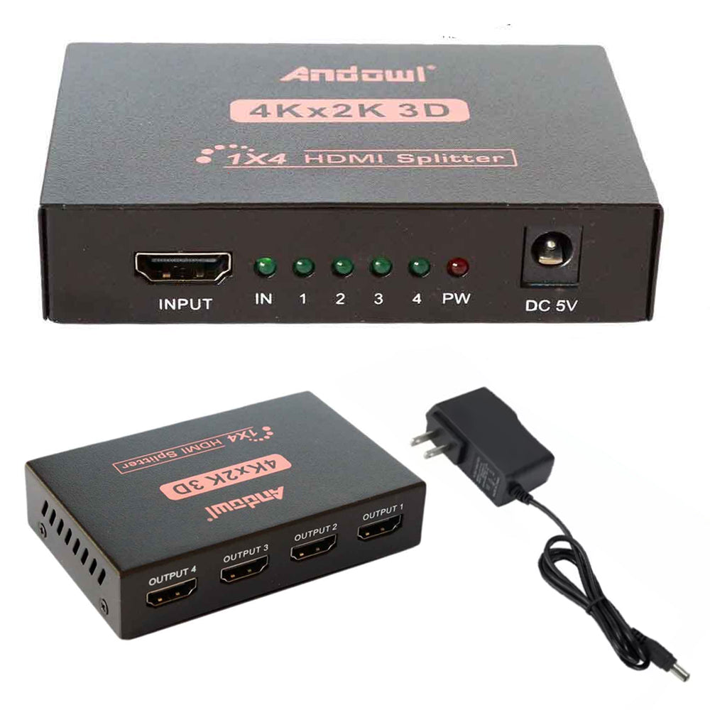 Splitter Divisor HDMI 1x4 Ultra HD 4K 30hz 3D ANDOWL (1 Entrada a 4 Salidas) s2078