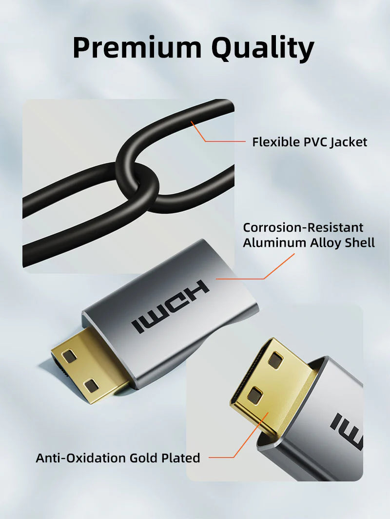 Cable Mini HDMI a HDMI 2.1 Bidireccional 8K a 60Hz 48Gbps CABLETIME de 1.5 Metros S0920