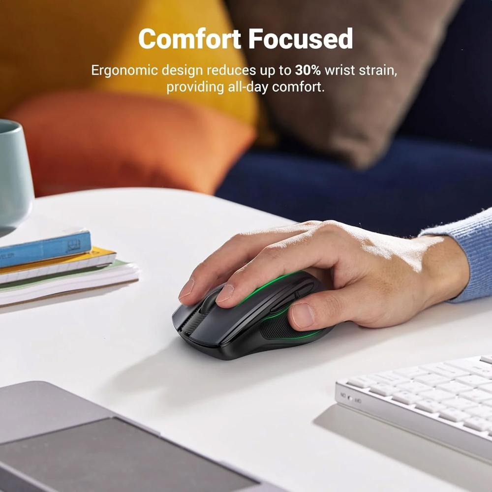 Mouse Ergonómico Inalámbrico UGREEN MU006 2.4 GHz 4000 DPI Silencioso Negro S2206