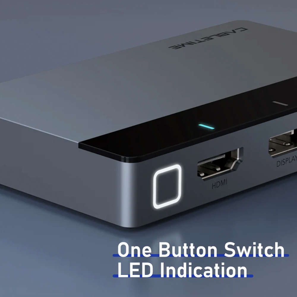 Switch Conmutador HDMI 4 en 1 4K 60Hz CABLETIME USB-C / HDMI / DisplayPort / Mini DP a HDMI con Conmutación Automática Botón Manual y Soporte HDR10 CB00G S2351