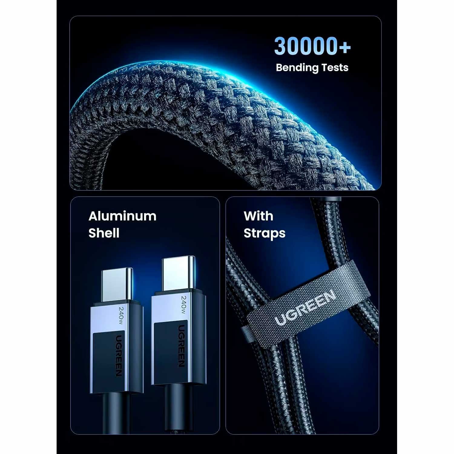 Cable USB-C a USB-C Ugreen Carga Rápida 240W PD 3.1 Trenzado de 2 Metros S2194