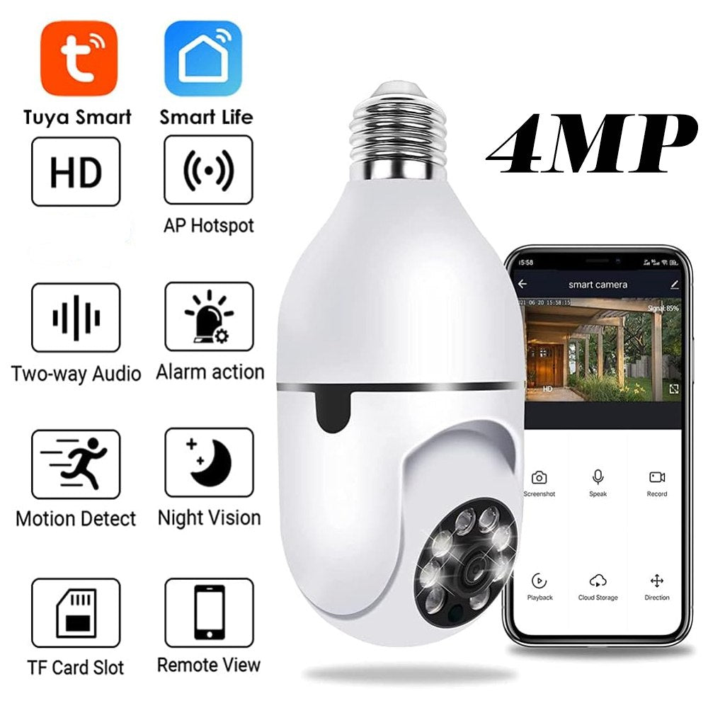 Camara seguridad Ip Wifi foco espia 360 4MP sensor de movimiento S0899