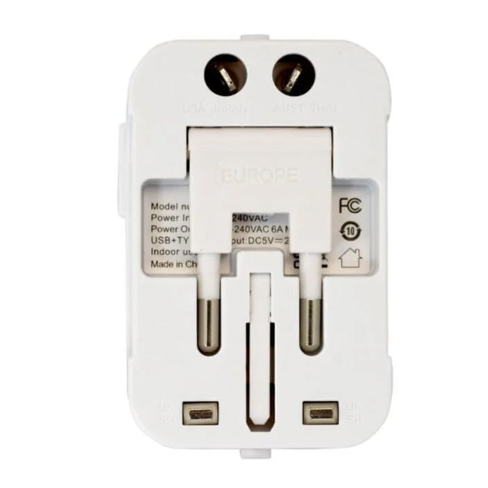 Adaptador Internacional Enchufe Universal Viajero 110v 220v + 1 USB + 1 tipo C S2011