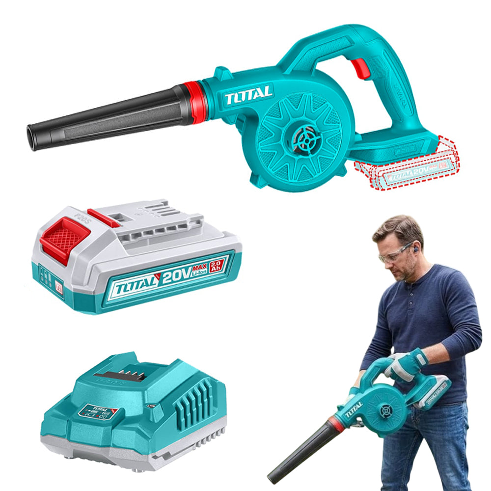 Sopladora Inalámbrica 20V TOTAL 18000 RPM 2.7 m³/min con Batería 2.0Ah y Cargador Plataforma P20S TABLI20781 S2317