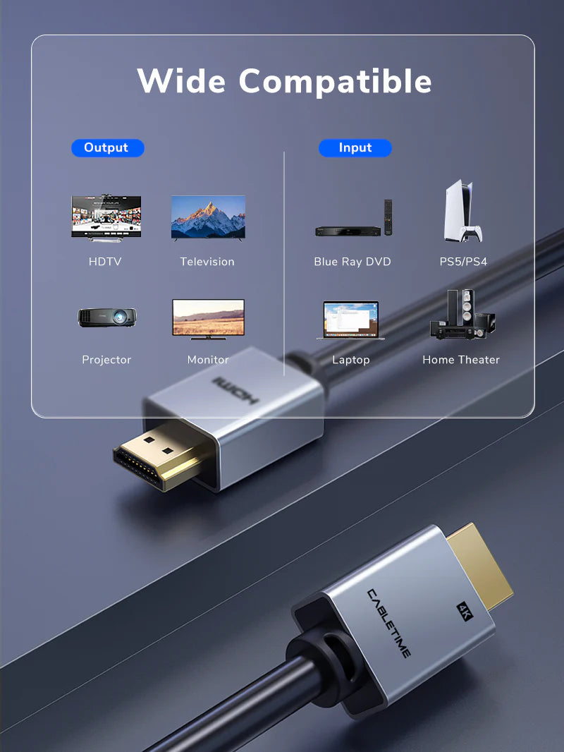 Cable HDMI 2.0 Premium 4K a 60Hz 18Gbps CABLETIME de Alta Velocidad 3 Metros S2178