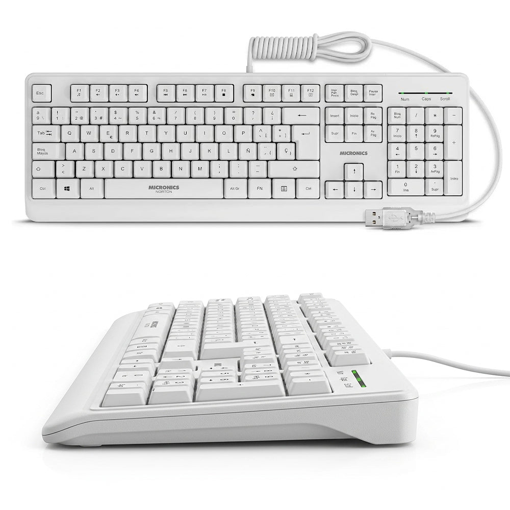 Teclado Multimedia USB Micronics Norton Blanco 105 Teclas Teclado Numérico UV MIC K608W s2239