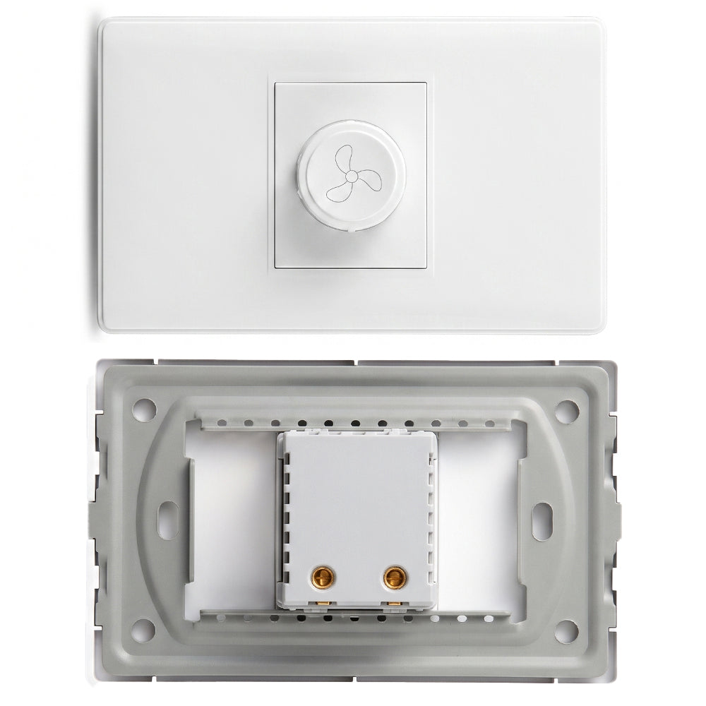 Interruptor Regulador de Pared para Ventilador Dimmer Giratorio 300W 250V Blanco S2255