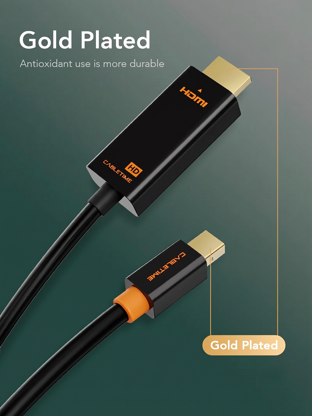 Cable Mini DisplayPort a HDMI Premium Full HD 1080p a 60Hz 1.8 Metros CABLETIME CD51K S2180