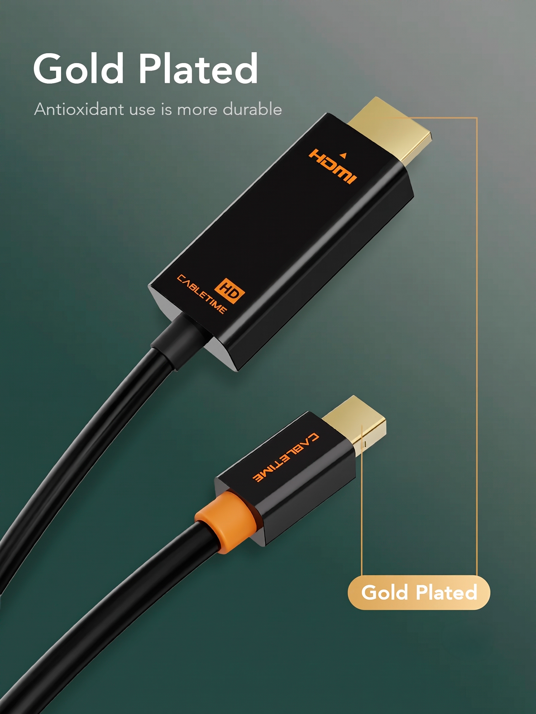 Cable Mini DisplayPort a HDMI Premium Full HD 1080p a 60Hz 1.8 Metros CABLETIME CD51K S2180