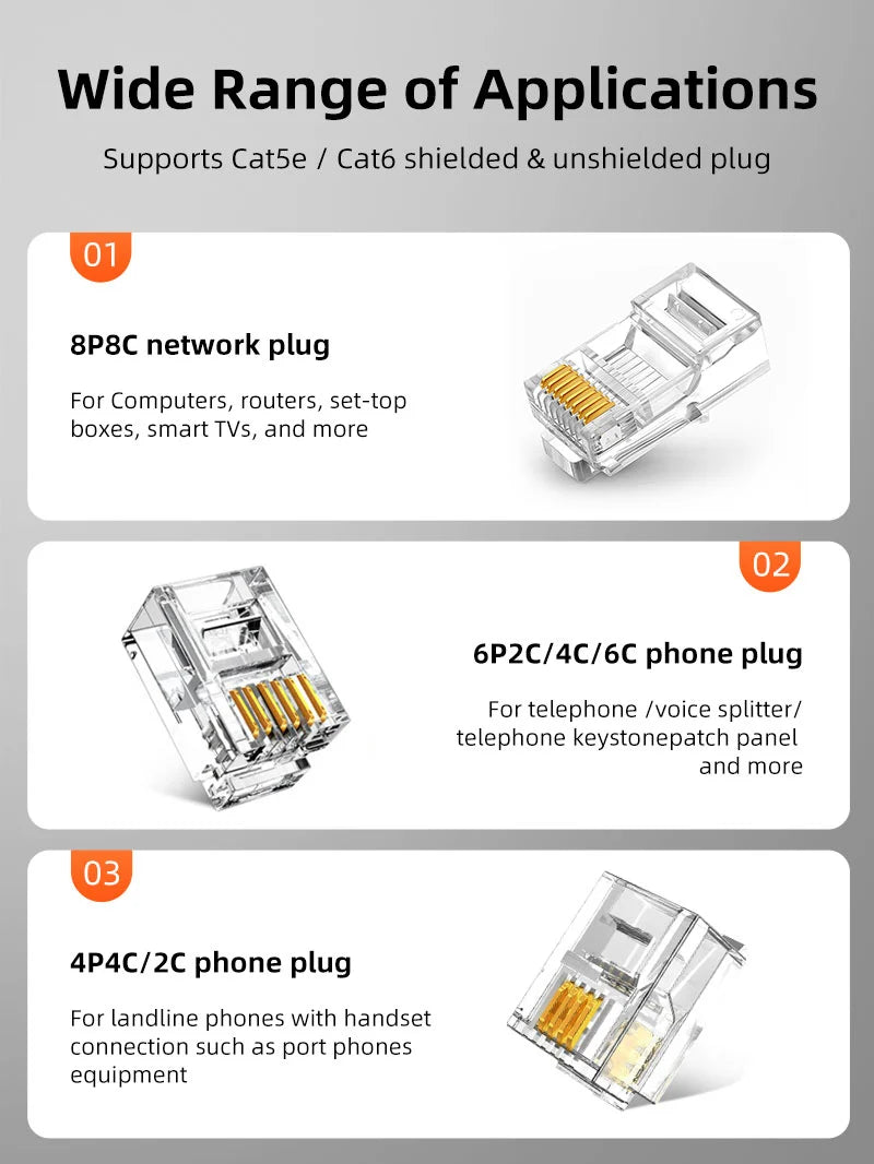 Alicate Crimpador Ponchadora 3 en 1 CABLETIME RJ45 Cat5 Cat6 RJ11 8P 6P 4P Acero al Carbono CNT1C s2273
