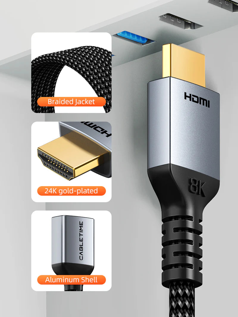 Cable Extensor HDMI 2.1 Macho a Hembra 8K a 60Hz 48Gbps 1 METRO CABLETIME Trenzado S2173