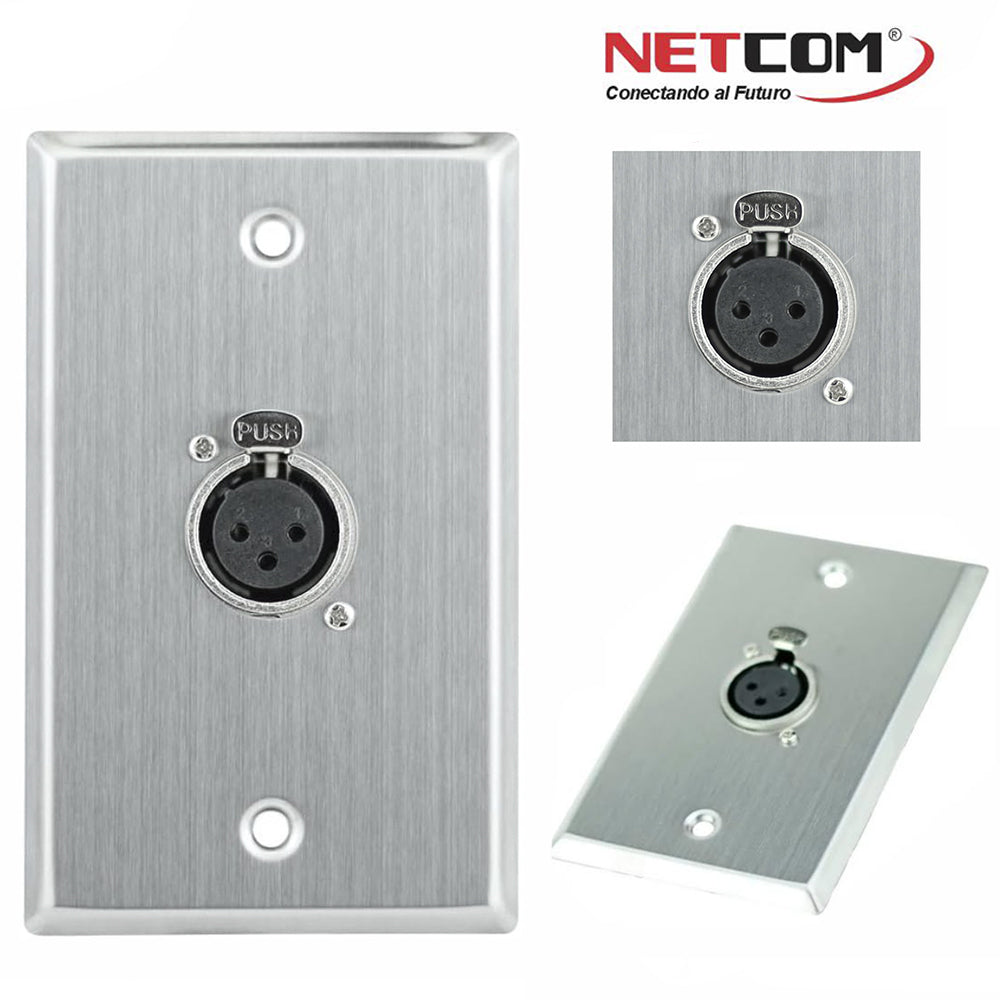 Placa de Pared con Conector XLR Hembra de 3 Pines NETCOM Faceplate para Audio S2061