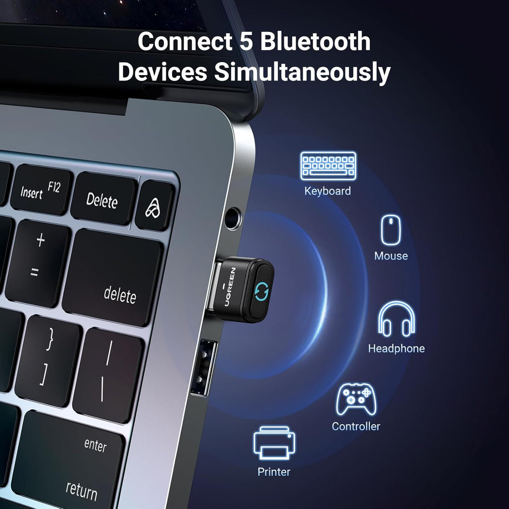 Adaptador Bluetooth UGREEN 5.3 USB Dongle Multifunción para PC y Laptop S2063