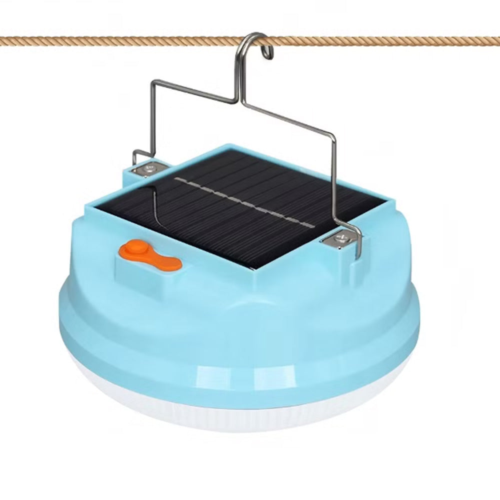 Lámpara Solar Portátil de Camping con Batería de Alta Capacidad y Gancho Versátil celeste 150W S2152