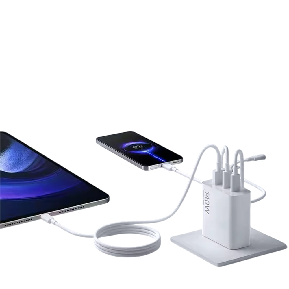 Cargador de Pared Xiaomi 140W GaN Triple Port 1A2C Carga Rápida Cable 6A C-C Blanco S2235