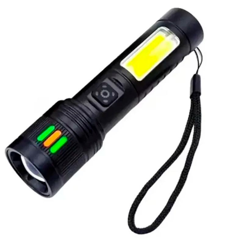 Linterna Táctica LED Recargable USB con Luz Lateral COB S2030