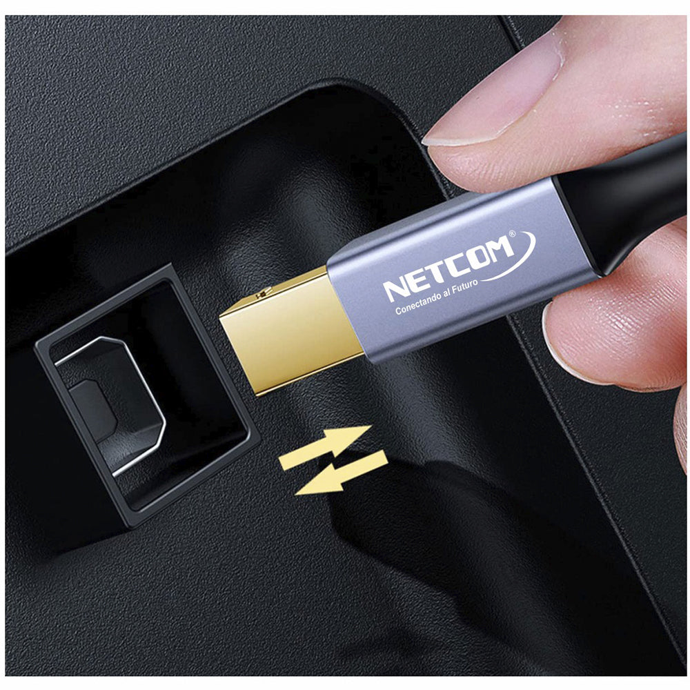 Cable USB 2.0 para impresora 3 Metros NETCOM 480Mbps USB A a USB B S2057