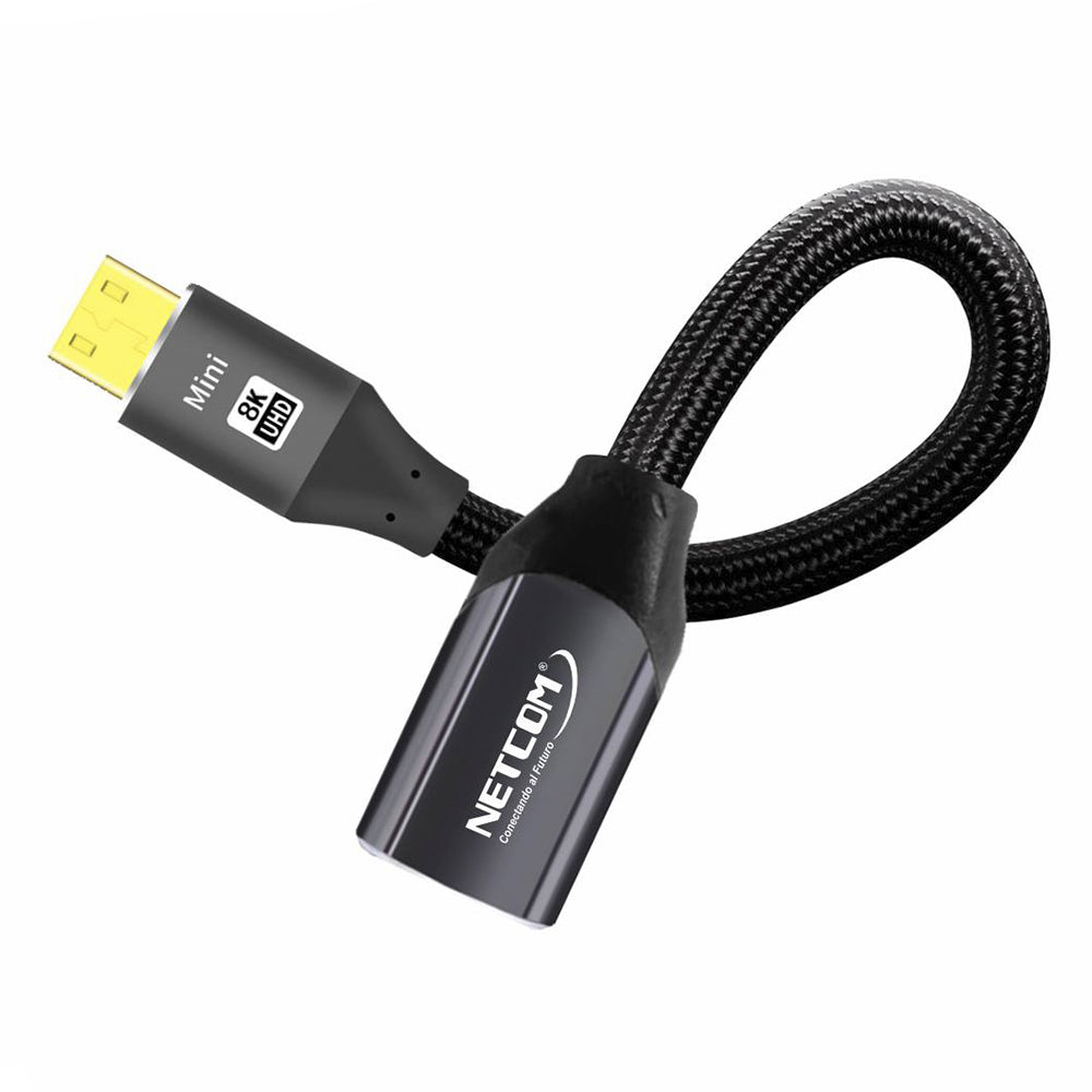 Cable adaptador convertidor Mini HDMI a HDMI Hembra 8K 60Hz NETCOM 4K 120Hz Alta Velocidad 48Gbps S2060