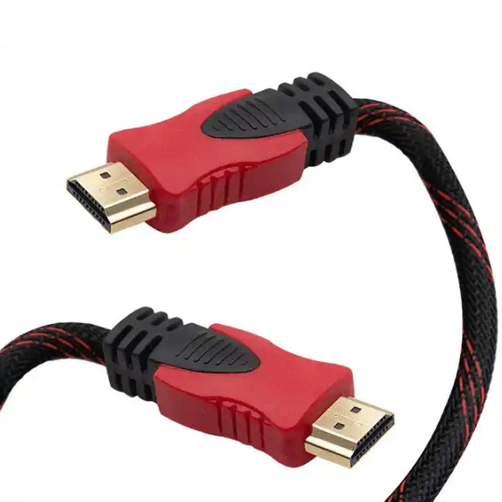 Cable HDMI Con Filtro 5 Metros HD 3D V1.4 Enmallado Negro Con Rojo S14060