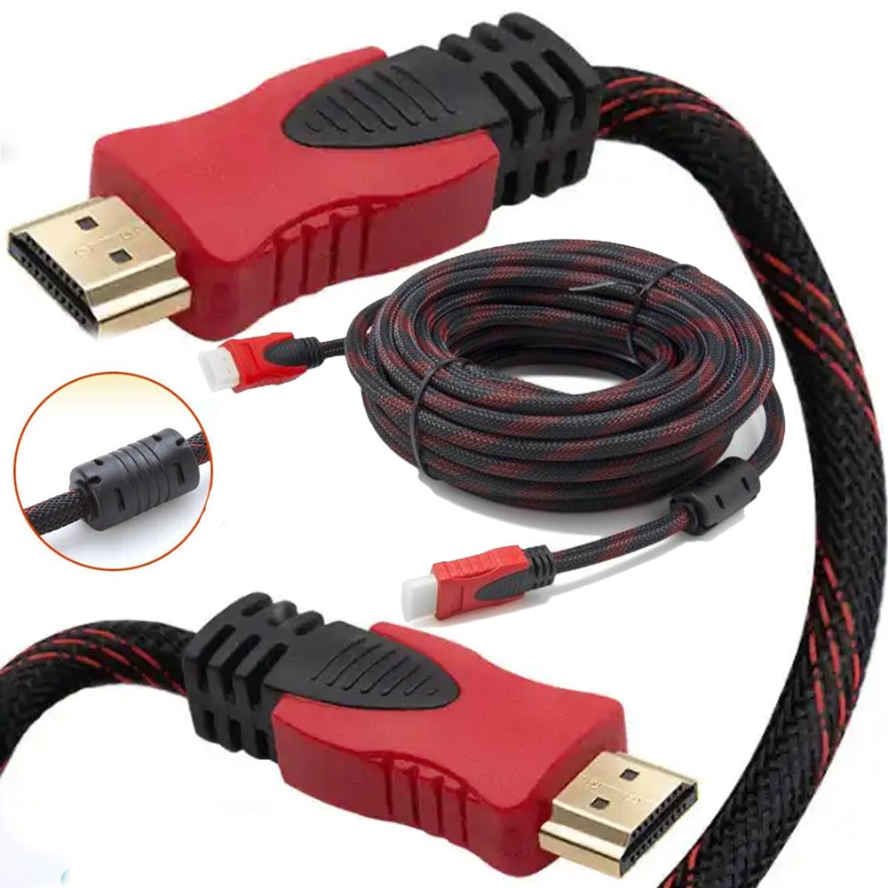 Cable HDMI Con Filtro 15 Metros HD 3D V1.4 Enmallado Negro Con Rojo S14020