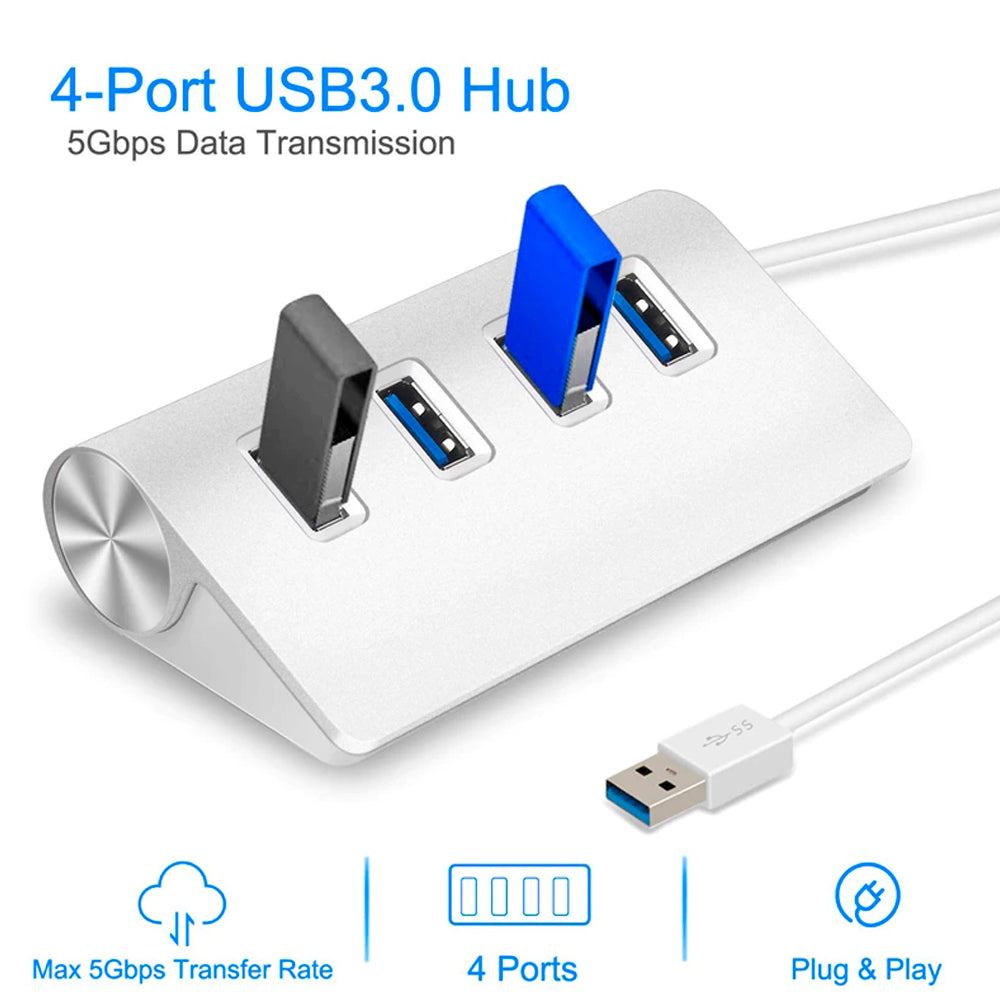 Hub 4 Puertos USB 3.0 Aluminio 5Gbps soporta 2TB S0908