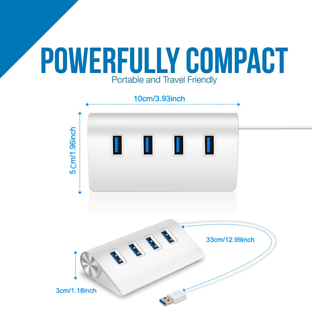 Hub 4 Puertos USB 3.0 Aluminio 5Gbps soporta 2TB S0908