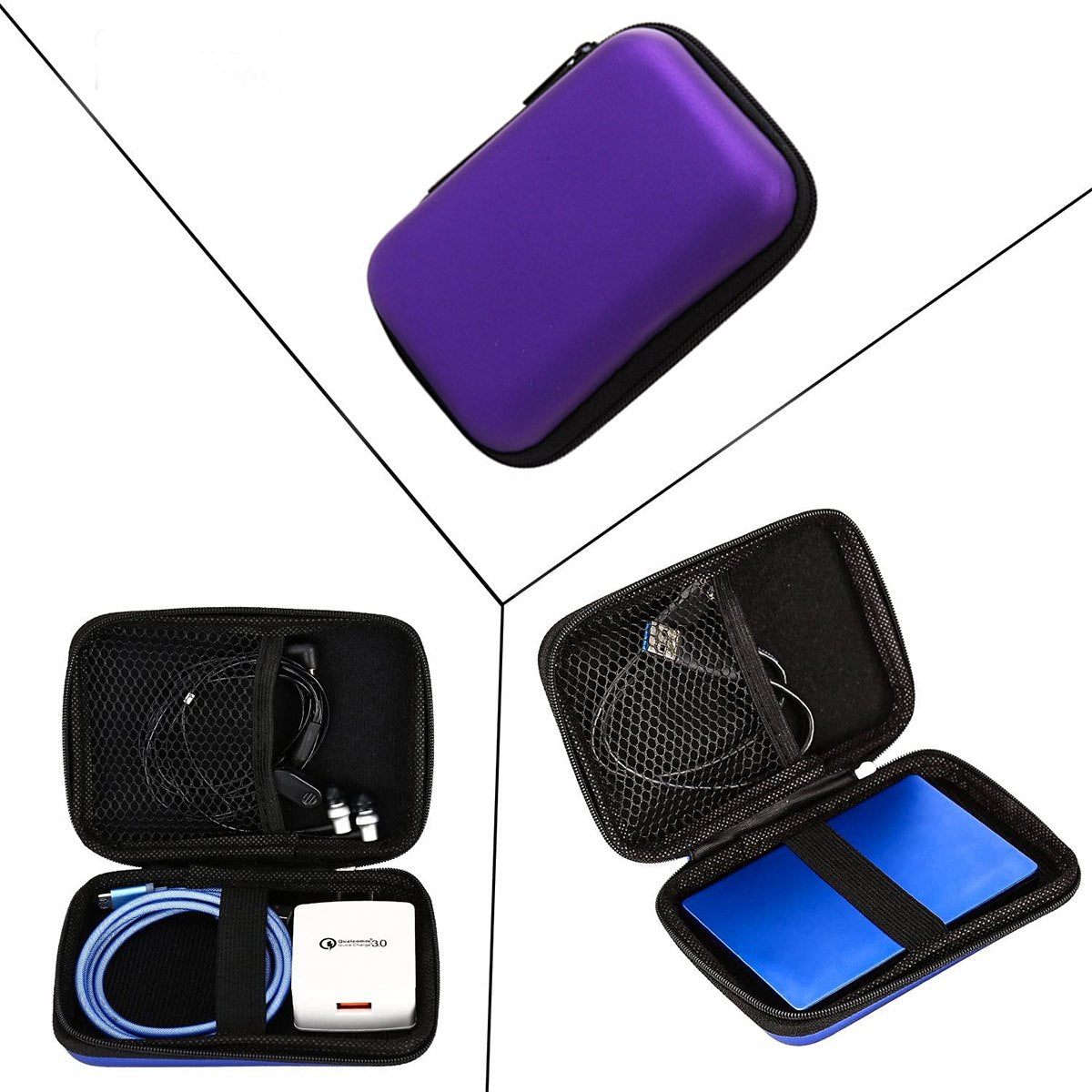Funda Anti Golpes Case Disco Duro Externo 2.5 Cremallera- Morado S0938-3