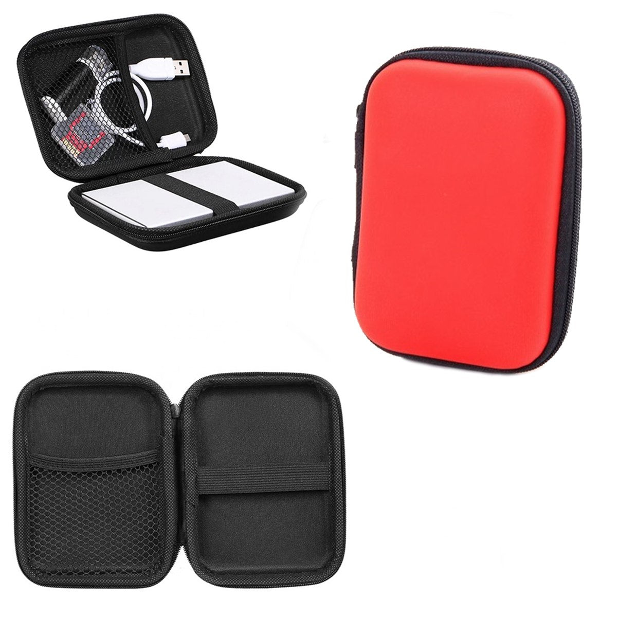 Funda Anti Golpes Case Disco Duro Externo 2.5 Cremallera- Rojo S0938-2