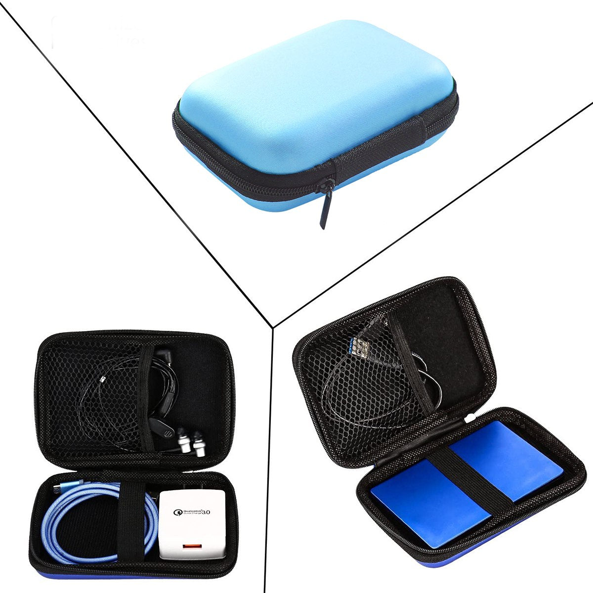 Funda Anti Golpes Case Disco Duro Externo 2.5 Cremallera- Azul cielo S0938-1